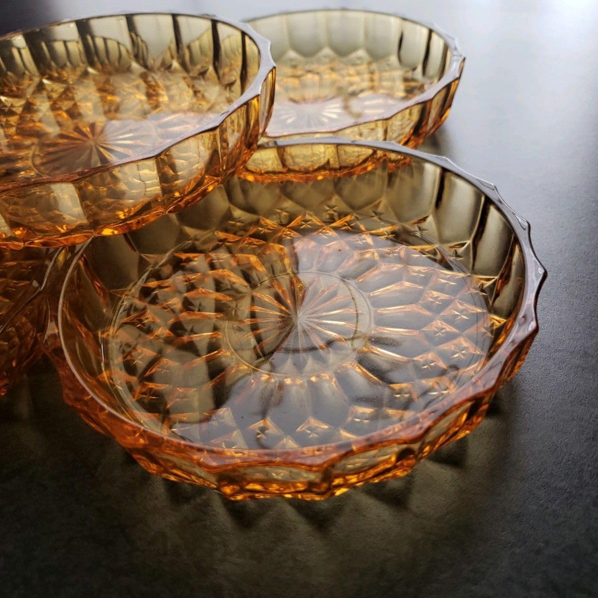 レトロ食器 5枚 お買い得品 アンバーガラス 飴色 琥珀色 プレート